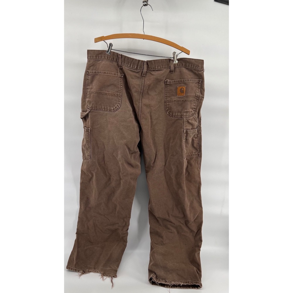 Vintage Carhartt Brown Duck Carpenter Work Pants Distressed Thrashed Mens 44x32 - Picture 3 of 12